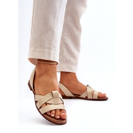 Zazoo 40185 Bequeme Slip-On-Sandalen aus Leder, Beige 1