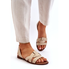 Zazoo 40185 Bequeme Slip-On-Sandalen aus Leder, Beige 2
