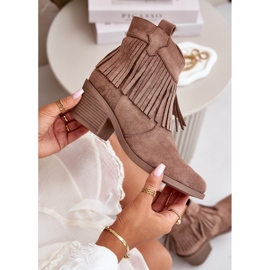 Frauen um Öko-Elendianer brauner Stiefel mit Fransen S.Barski Hy42-127 beige 1