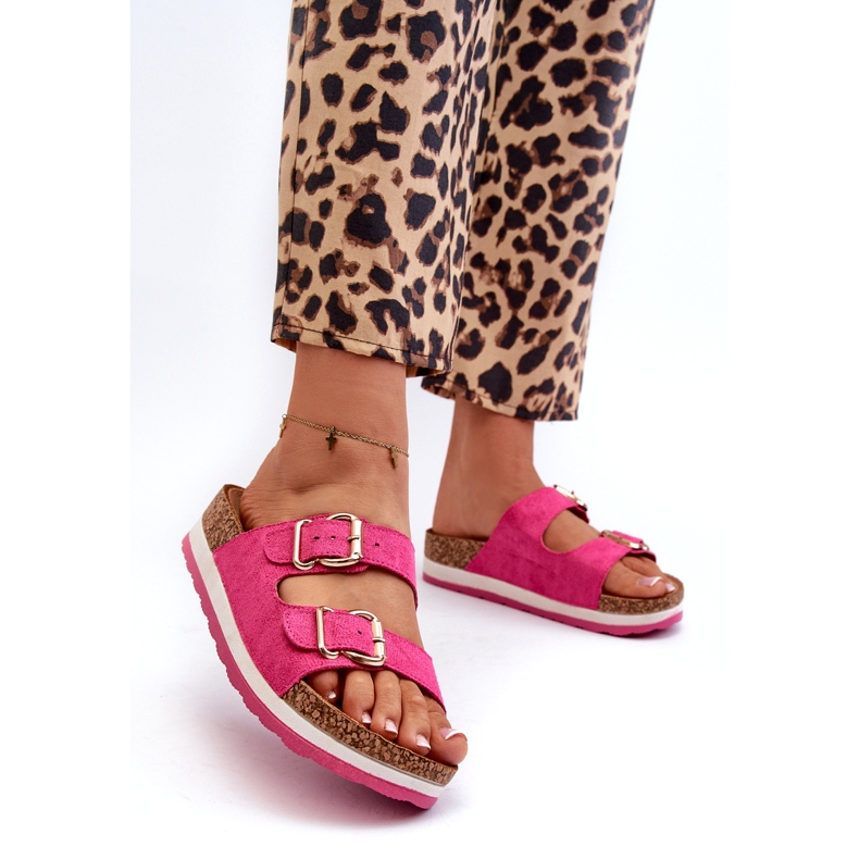 Evento Die Flip-Flops für Frauen auf der Plattform mit Eco-Fleischschnallen Fuchsia rosa 1