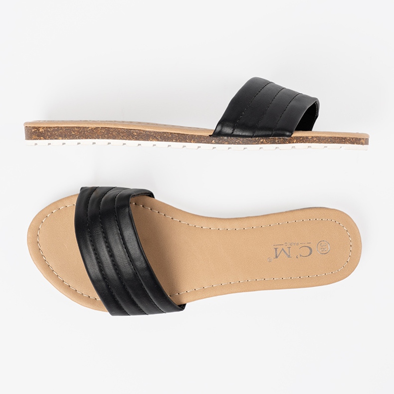 Shelvt Klassische schwarze Flip -Flops für Frauen auf einer flachen Sohle 1