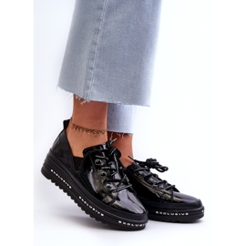 S.Barski Lace -up -Frauenschuhe auf der Plattform von Naturous Leder S. Barski LR620 Schwarz 2