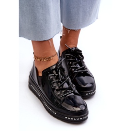 S.Barski Lace -up -Frauenschuhe auf der Plattform von Naturous Leder S. Barski LR620 Schwarz 4