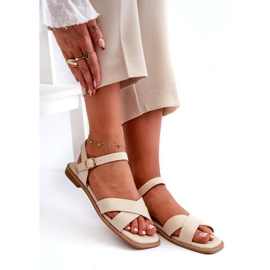 S.Barski Flache Frauensandalen mit Öko-Leder S. Barski Kv27-003 Beige 6