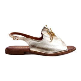 Zazoo 2898 Flache Ledersandalen Gold G1/2 golden 4