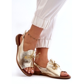 Zazoo 2898 Flache Ledersandalen Gold G1/2 golden 3