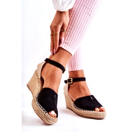 Bequeme Damensandalen mit Keilabsatz Schwarz Dellia 1