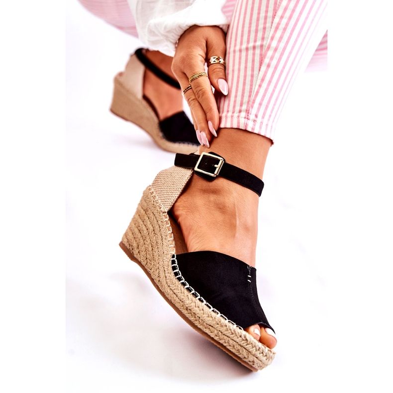 Bequeme Damensandalen mit Keilabsatz Schwarz Dellia 3