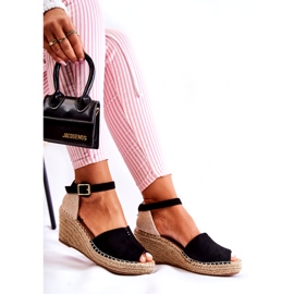 Bequeme Damensandalen mit Keilabsatz Schwarz Dellia 4