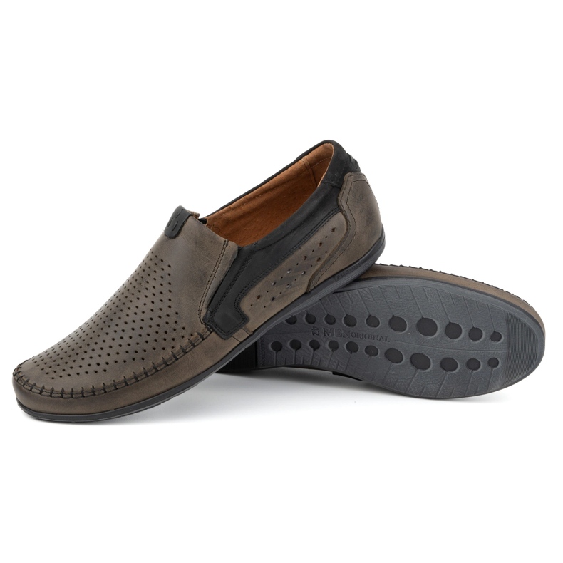 Olivier Durchbrochene Herren-Ledermokassins 0525 oliv grün 2