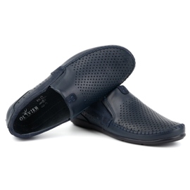 Olivier Durchbrochene Herren-Ledermokassins 0525, Marineblau 5