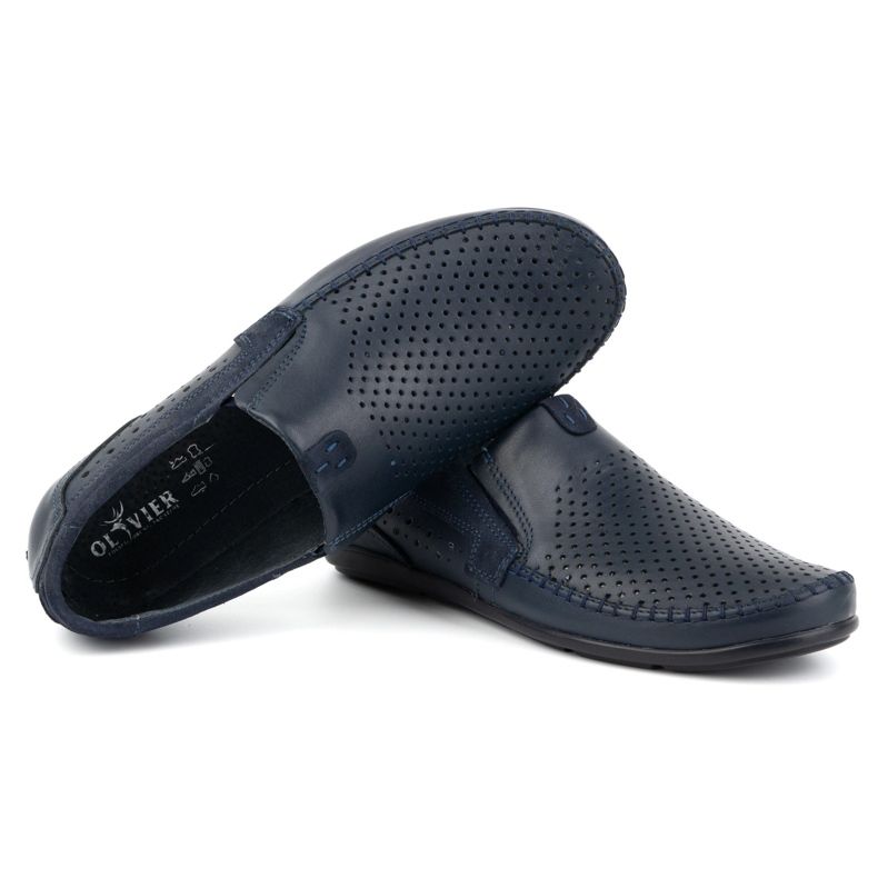 Olivier Durchbrochene Herren-Ledermokassins 0525, Marineblau 5