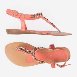 Shelvt Korallensandalen mit einer Kette rot 1
