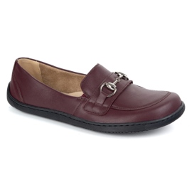 Olivier Barefoot Frauenleder minimalistischer Sommer -Slipper 1288 Burgund rot 2