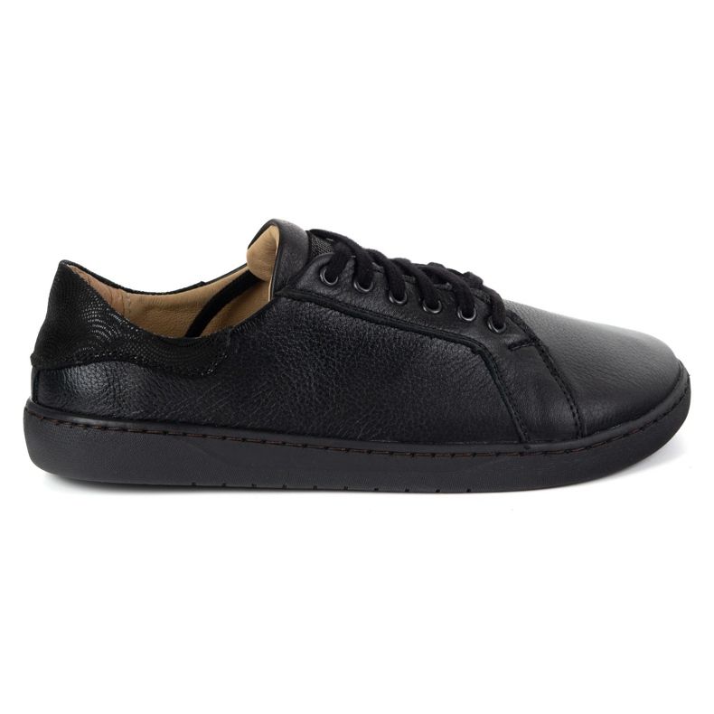 Olivier Aura: Black Damen -Leder -Sneaker barfuß | Universalschuhe mit einer flachen Sohle 1