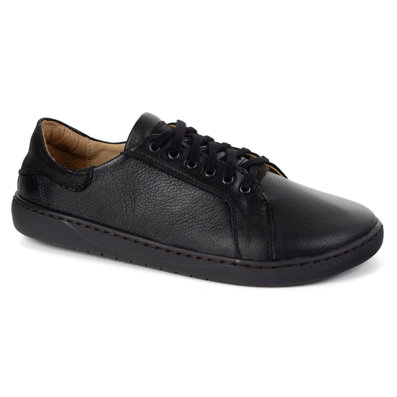 Olivier Aura: Black Damen -Leder -Sneaker barfuß | Universalschuhe mit einer flachen Sohle 2