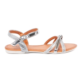 Shelvt Flache Sandalen von Silber Frauen 1