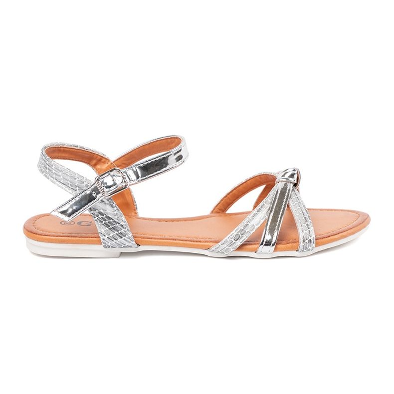 Shelvt Flache Sandalen von Silber Frauen 1