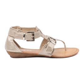 Shelvt Leichte beige Sandalen mit einem Schlangenmotiv 1