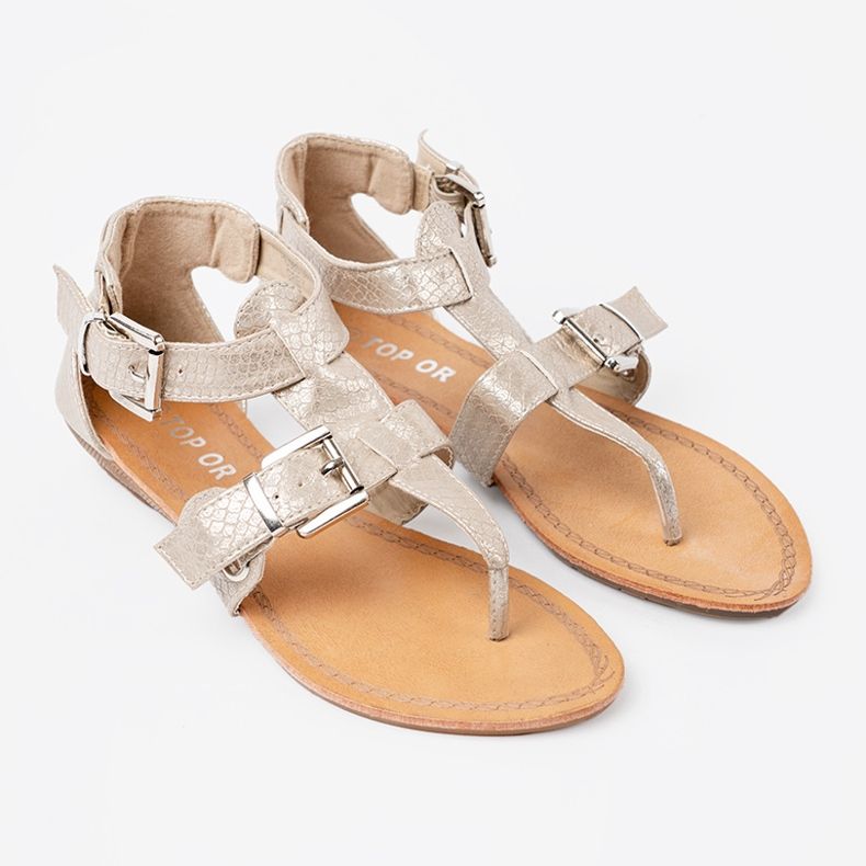 Shelvt Leichte beige Sandalen mit einem Schlangenmotiv 2