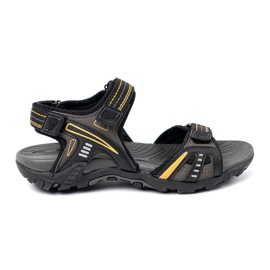 Shelvt Schwarze Trekking -Sandalen mit gelben Akzenten 2
