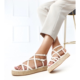 Beige Espadrile Sandalen auf der Verata -Plattform 2