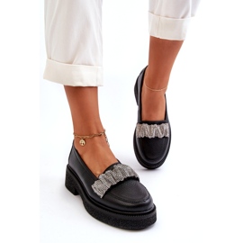 Zazoo 3419 Damen -Leder -Slipper mit einem dekorativen Streifen schwarzen Riemen 1