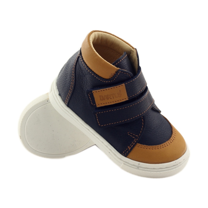 Jungenschuhe mit Klettverschluss Bartuś marineblau braun 3