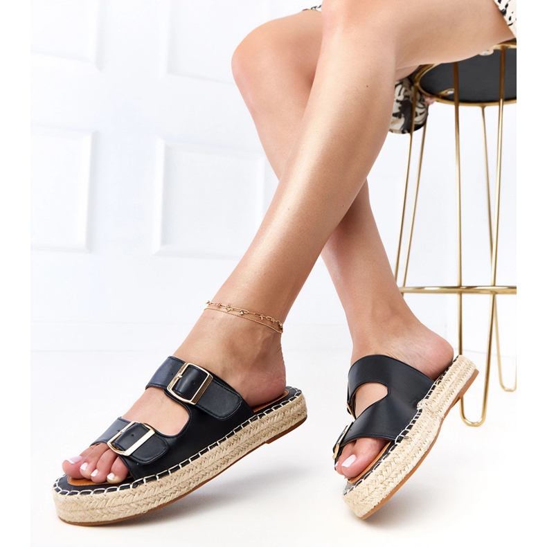 Schwarze Espadrilles mit Kasina Schnallen 2
