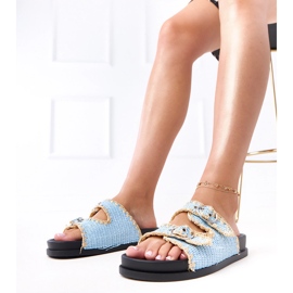 Blaue Klappen mit Sameli -Schnalle geflochten 1