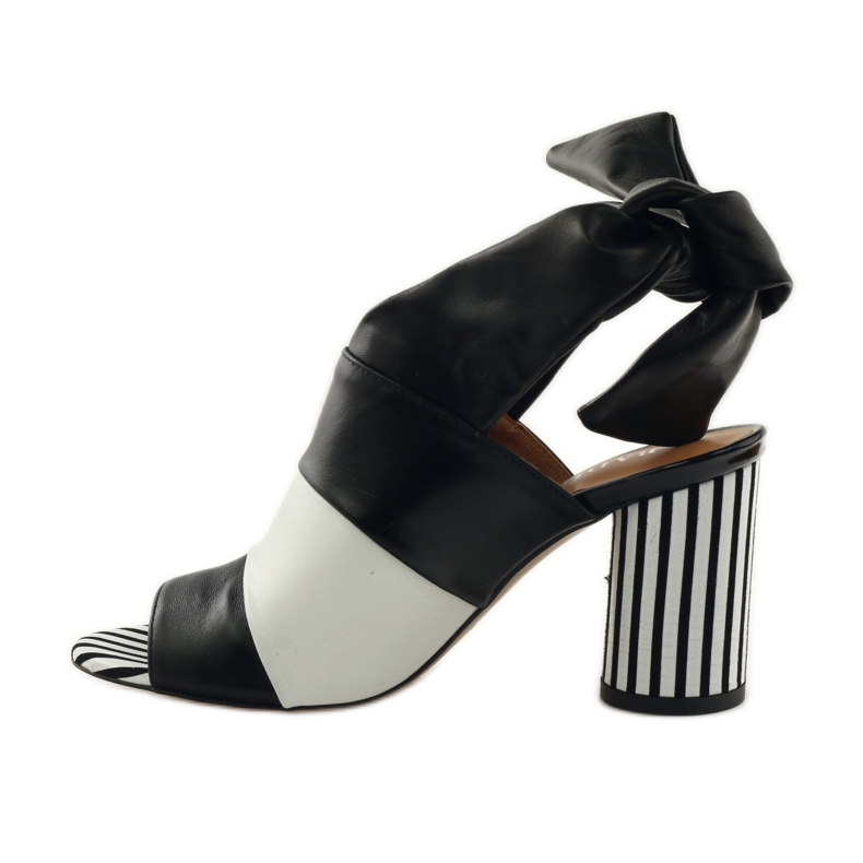 Badura 7787 gebundene Damensandalen weiß schwarz 2