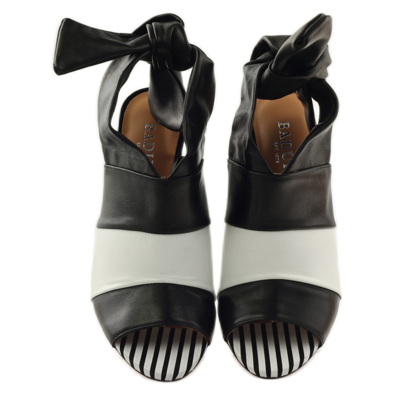 Badura 7787 gebundene Damensandalen weiß schwarz 4