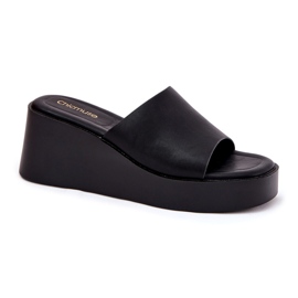 Damenflip Flops auf Anchoic Wedge Schwarz 4