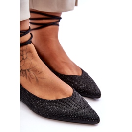 Ballerina-Schuhe zum Schnüren für Damen mit Nietenverzierung, Schwarz Jange 3