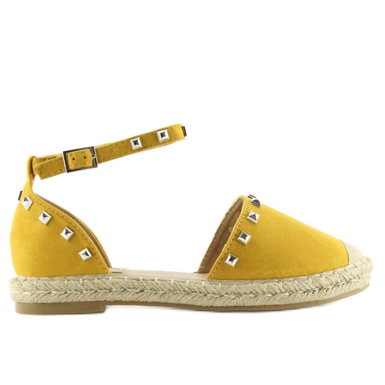 Gelb 99-26 Gelbe Espadrilles mit Nieten 1