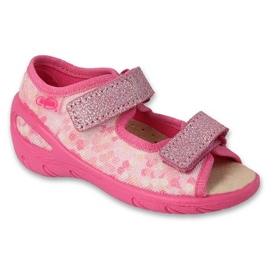 Befado rosa Kindersandalen mit Klettverschluss, Ledereinsatz 063P015 1