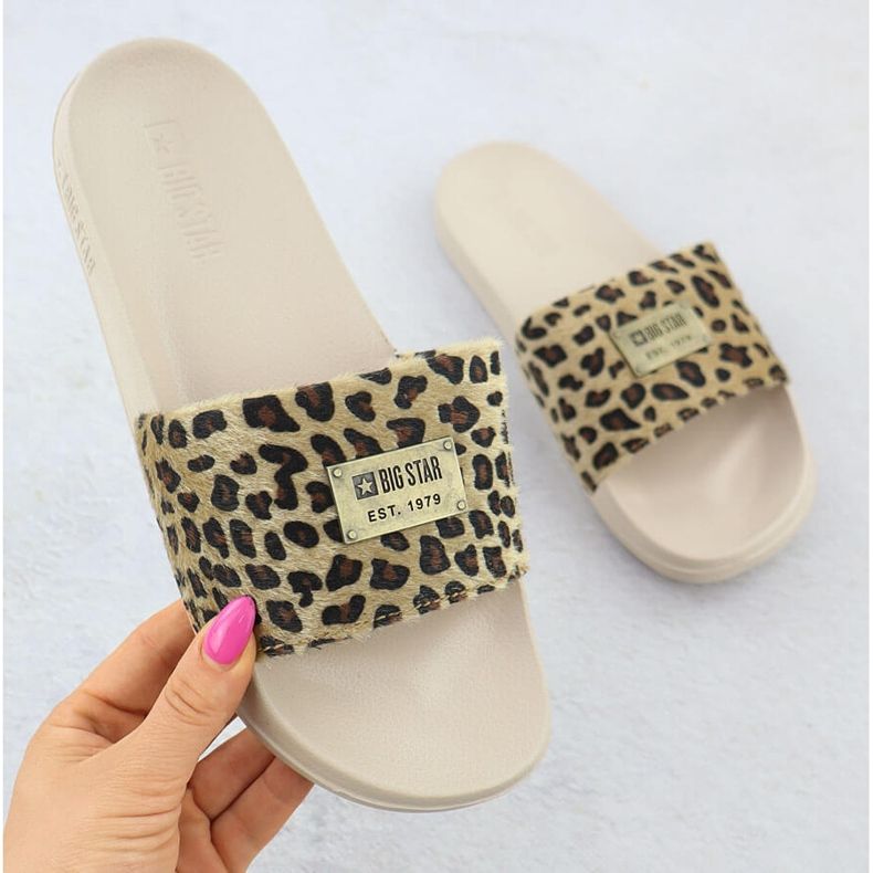 Big Star Frauen Leopard Leopard Flip Flops Pool Beige SS274715 1