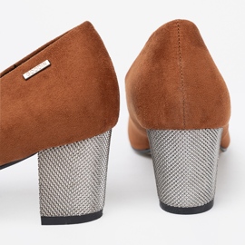 Goodin Braune Pumpen mit einer dekorativen silbernen Ferse 1