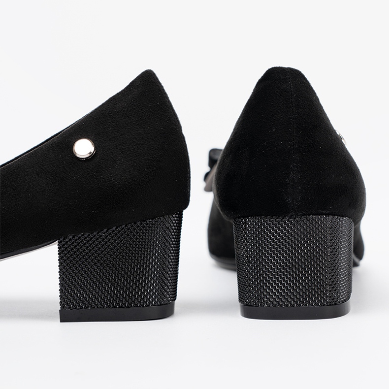 Goodin Schwarze Pumpen mit einem Bogen auf dem Pfosten 1