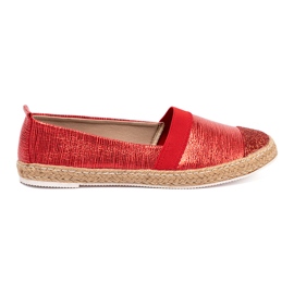 Goodin Rote Espadrilles mit glänzendem Faden 2