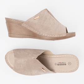 Goodin Beige Damen-Plateau-Flip-Flops 2