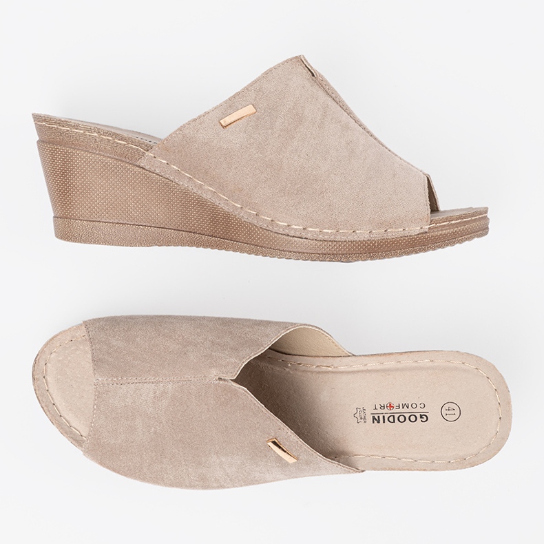 Goodin Beige Damen-Plateau-Flip-Flops 2