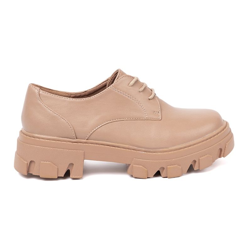 Shelvt Beige gebundene Schuhe auf der Plattform 1