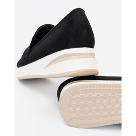 Shelvt Schwarze Mokassins auf einer Wildlederplattform 2