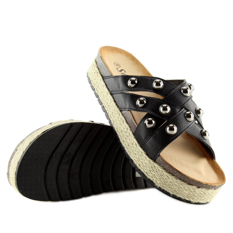 Schwarze Espadrilles CK22P schwarze Hausschuhe 1