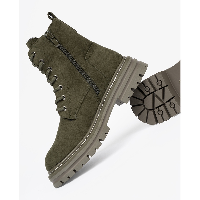 Dunkelgrüne Frauenstiefel mit Wildleder -Finish Sergio Leone 1