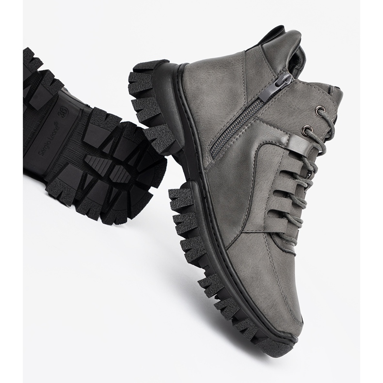 Sergio Leone Dicke Spitzen -UP -Traper mit dicker Sohle grau 1