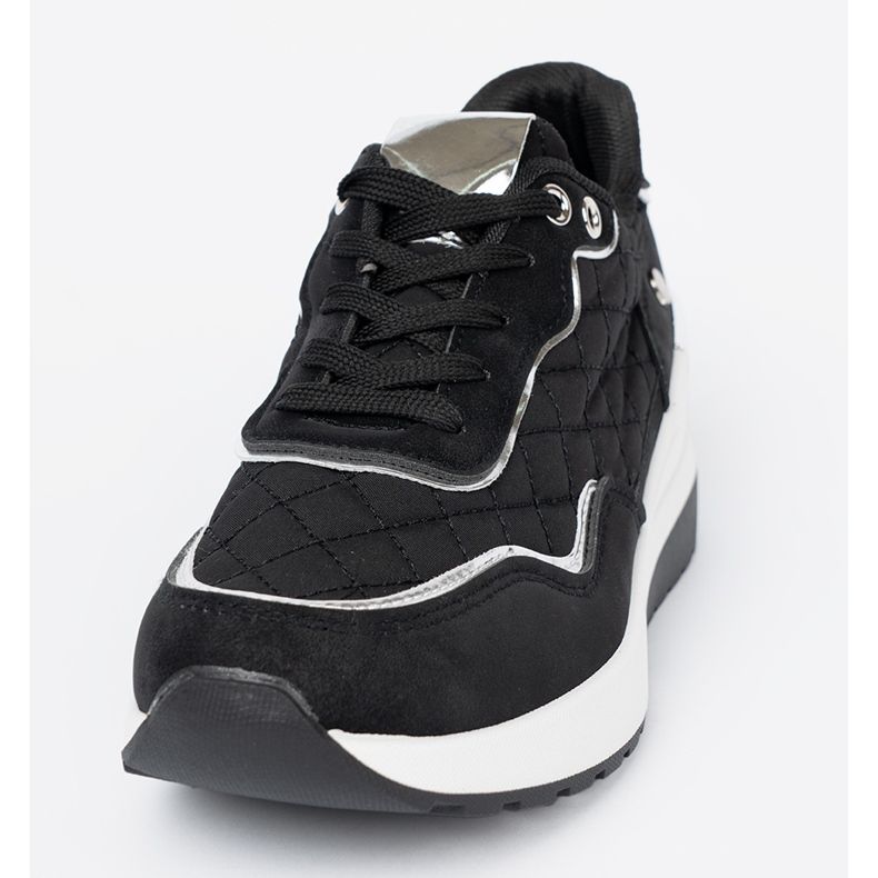 Shelvt Schwarze Damen-Sneaker mit Keilabsatz 1