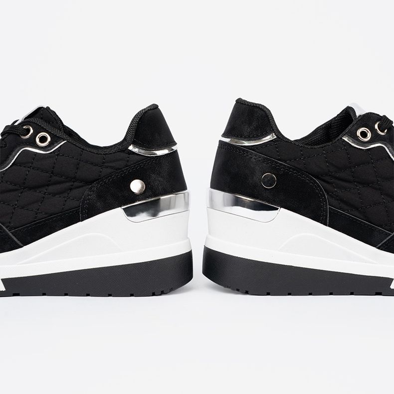 Shelvt Schwarze Damen-Sneaker mit Keilabsatz 2