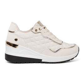 Shelvt Beige Sneakers mit schimmernden goldenen Akzenten 2
